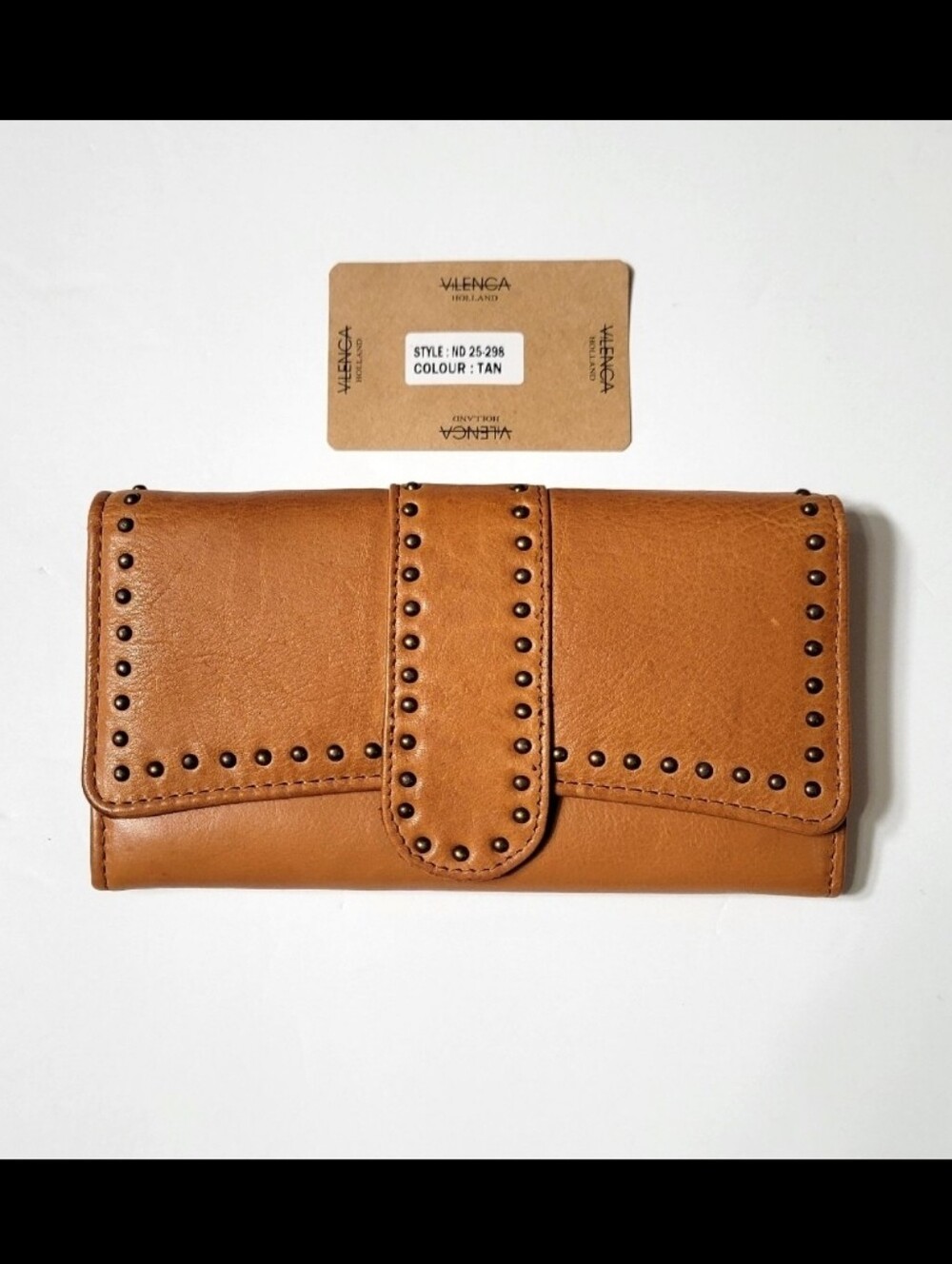 Vilenca Boho Studded Trifold Wallet in Genuine Leather NEW!